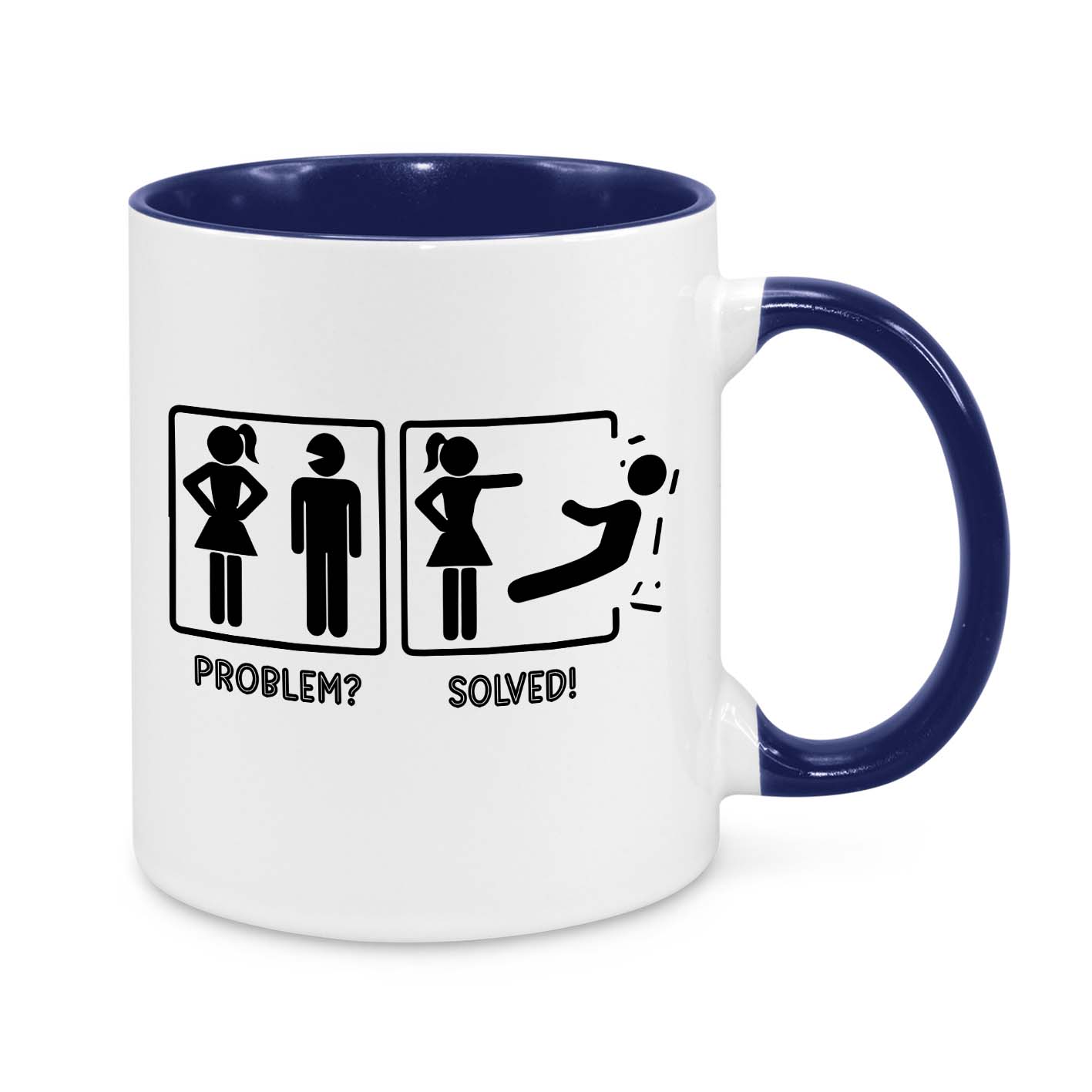 Funny Relationship Mug – Problem Solved Coffee Cup for Women & Couples