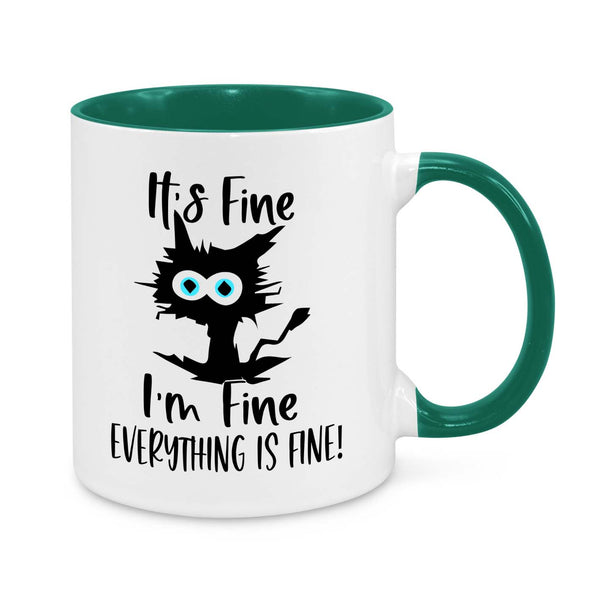 "It’s Fine, I’m Fine, Everything is Fine" Funny Cat Mug – Perfect for Stressed & Anxious Cat Lovers