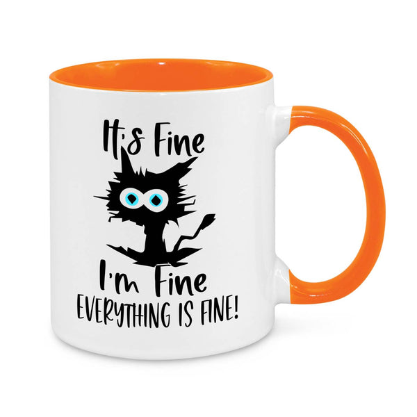 "It’s Fine, I’m Fine, Everything is Fine" Funny Cat Mug – Perfect for Stressed & Anxious Cat Lovers