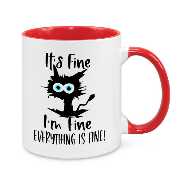 "It’s Fine, I’m Fine, Everything is Fine" Funny Cat Mug – Perfect for Stressed & Anxious Cat Lovers