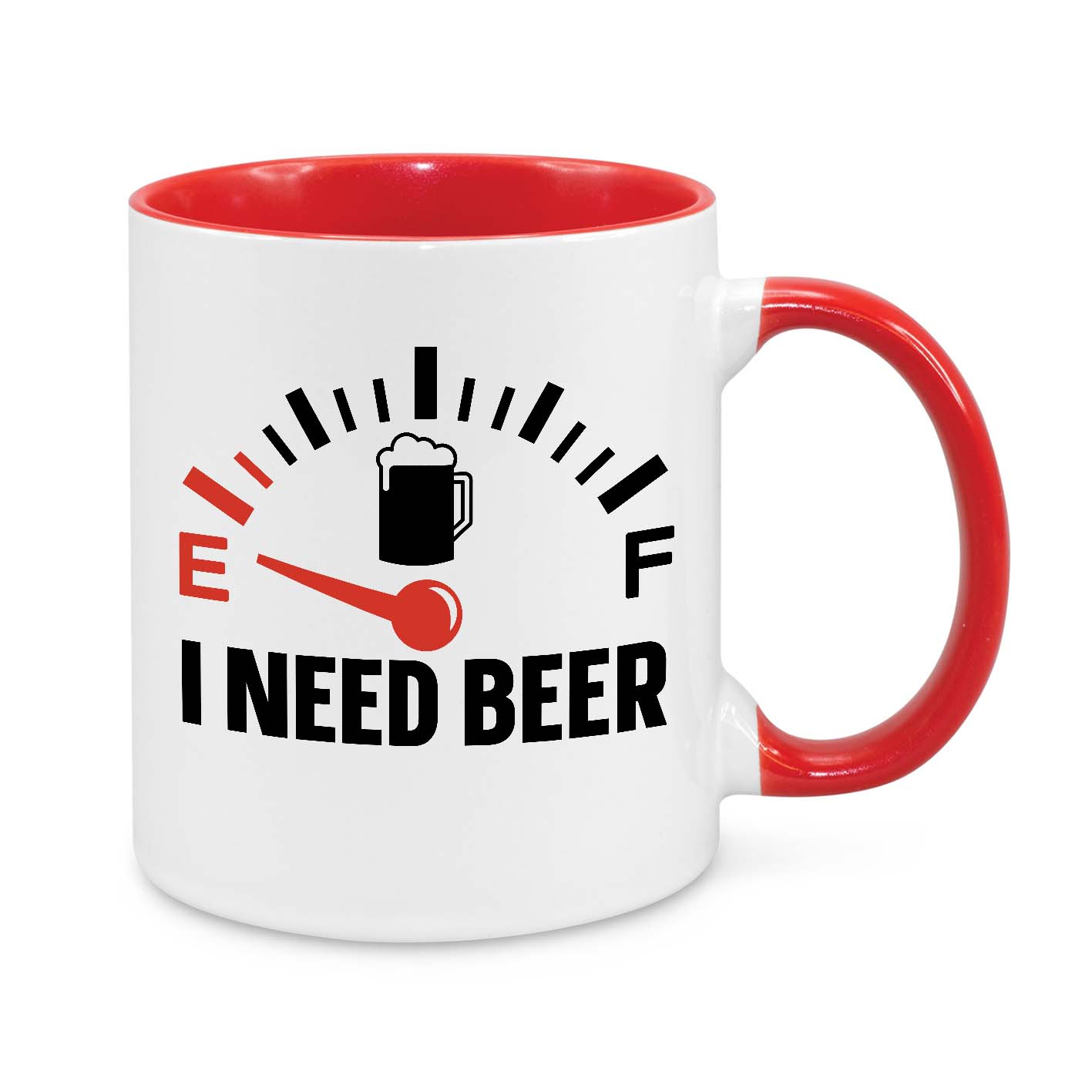 Funny Coffee Mug for Beer Lovers - Fuel Gauge Empty Design - Unique Gift for Men
