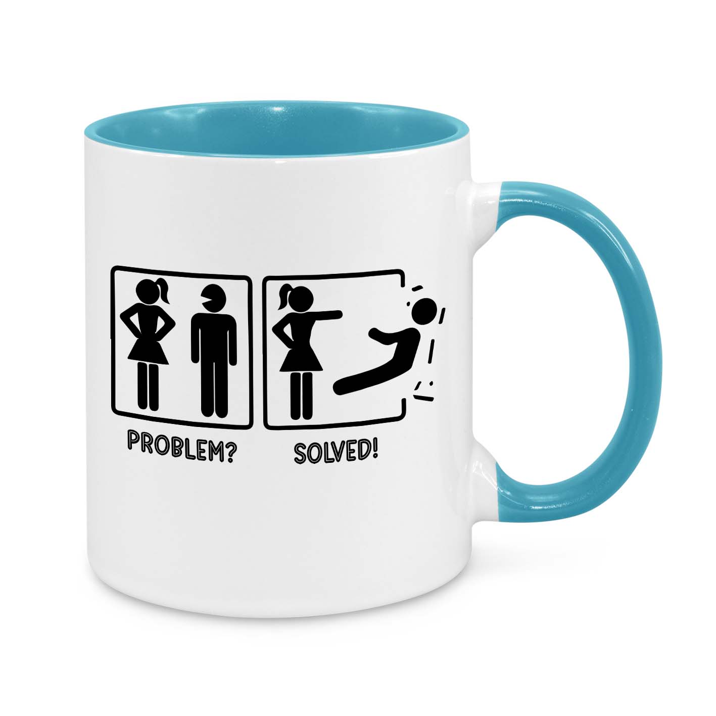 Funny Relationship Mug – Problem Solved Coffee Cup for Women & Couples
