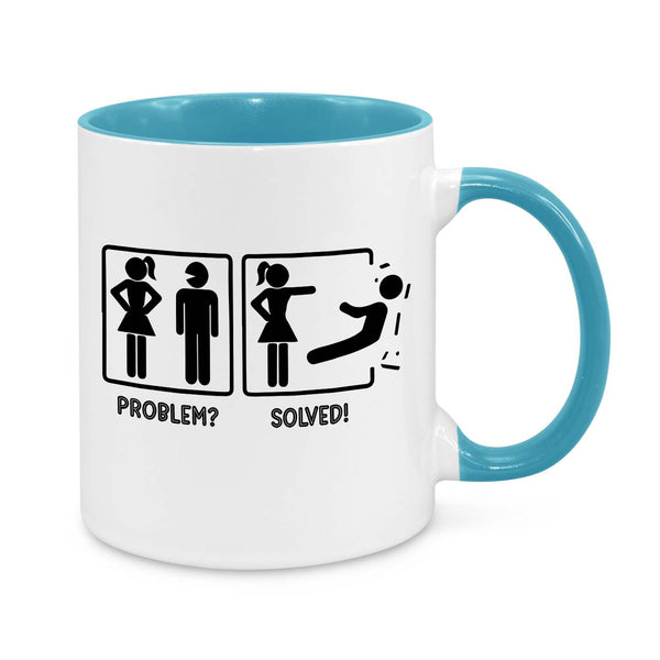Funny Relationship Mug – Problem Solved Coffee Cup for Women & Couples