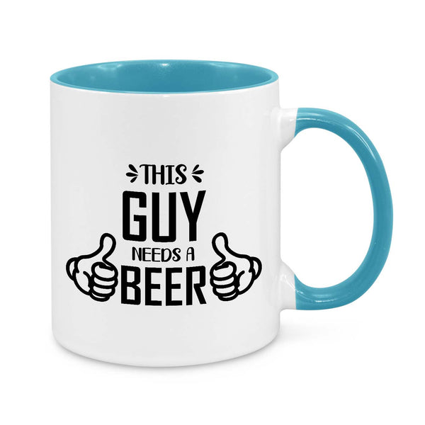 Funny Beer Lover Mug – "This Guy Needs a Beer" Coffee Cup | Humorous Gift for Men, Dads, and Beer Enthusiasts