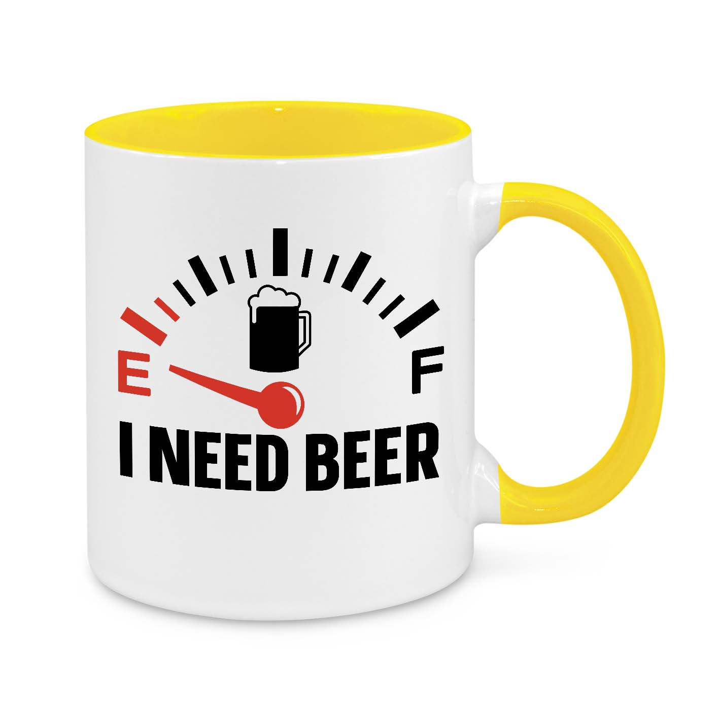 Funny Coffee Mug for Beer Lovers - Fuel Gauge Empty Design - Unique Gift for Men