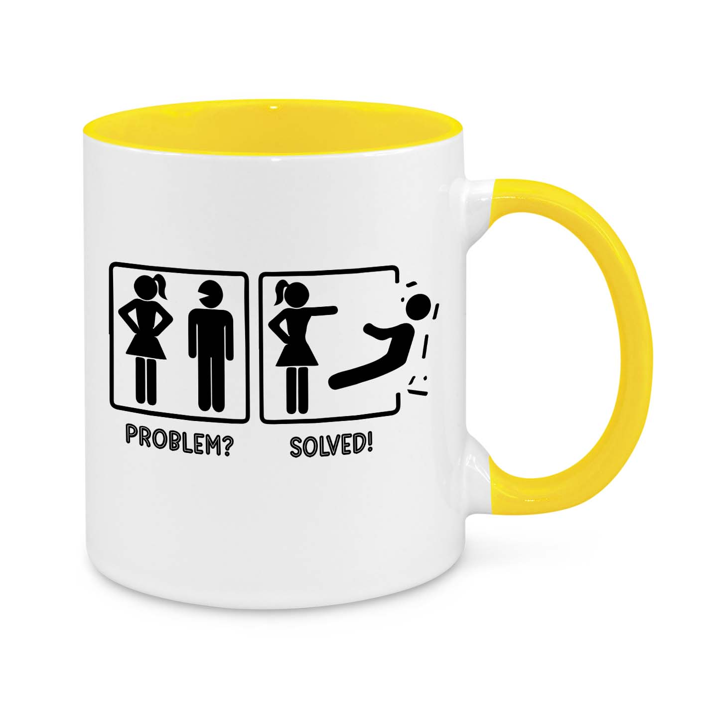 Funny Relationship Mug – Problem Solved Coffee Cup for Women & Couples