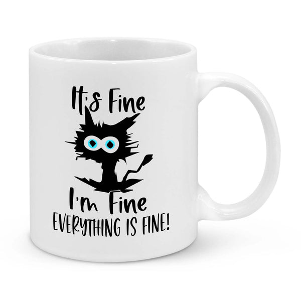 "It’s Fine, I’m Fine, Everything is Fine" Funny Cat Mug – Perfect for Stressed & Anxious Cat Lovers