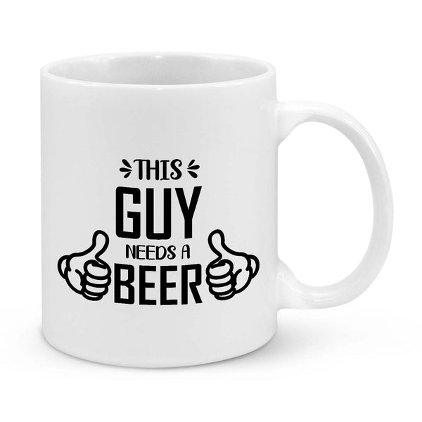 Funny Beer Lover Mug – "This Guy Needs a Beer" Coffee Cup | Humorous Gift for Men, Dads, and Beer Enthusiasts